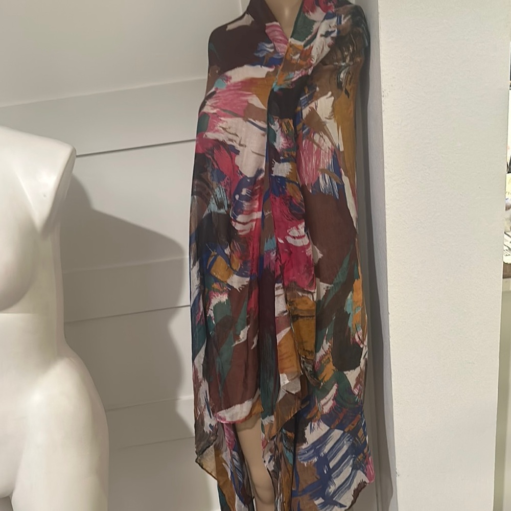 Colorful Abstract Print Scarf/Wrap - Picture 2 of 10